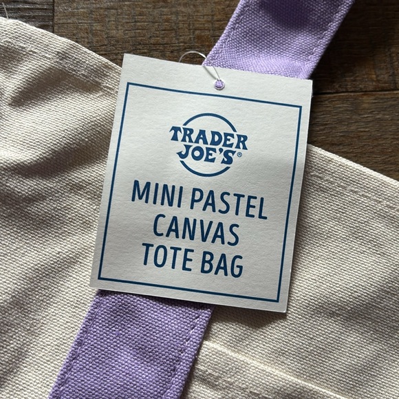Trader Joe’s Mini Pastel Canvas Tote Bag - Picture 2 of 6